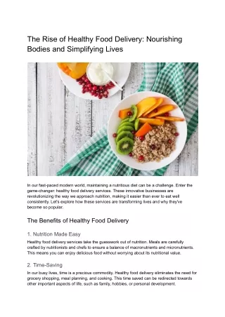 The Science of Convenient Nutrition