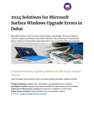 2024 Solutions for Microsoft Surface Windows Upgrade Errors in Dubai