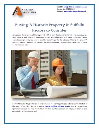 Buying A Historic Property in Suffolk Factors to Consider