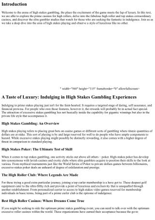 A Taste of Luxury: Indulging in High Stakes Gambling Experiences