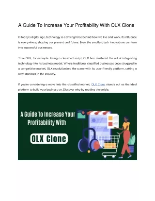 A Guide To Increase Your Profitability With OLX Clone