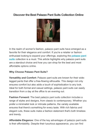 Best Palazzo Pant Suits Collection Online