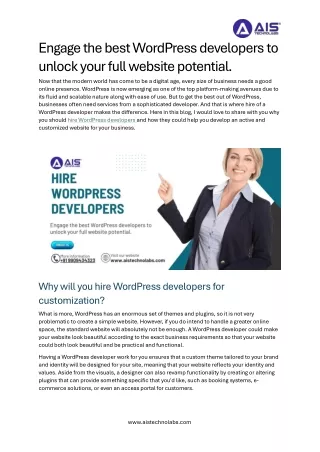 engage the best wordpress developers to unlock