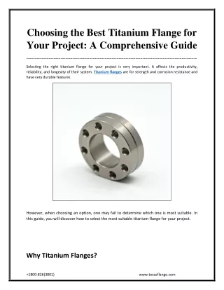 Choosing the Best Titanium Flange for Your Project_ A Comprehensive Guide