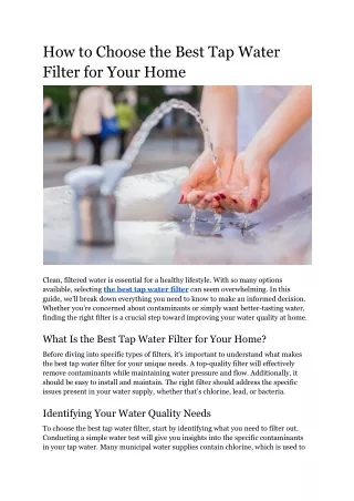 How to Choose the Best Tap Water Filter for Your Home (1)