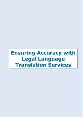 Ensuring Accuracy with Legal Language Translation Services PDF