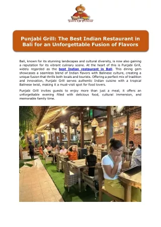 Punjabi Grill: The Best Indian Restaurant in  Bali