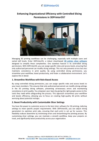 Enhancing Organizational Efficiency with Controlled Slicing Permissions in 3DPri