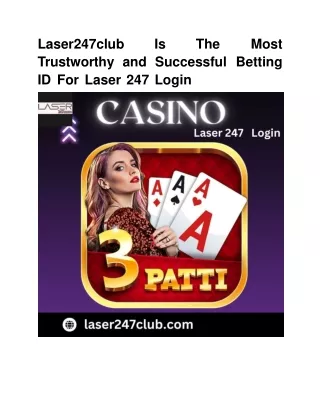 Laser247club Is The Most Trustworthy and Successful Betting ID For Laser 247 Log
