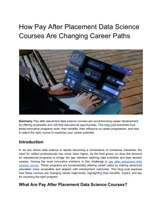 How Pay After Placement Data Science Courses Are Changing Career Paths