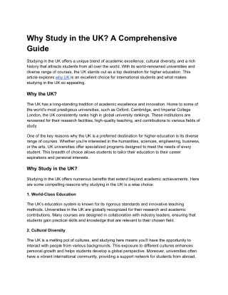 why study in the uk a comprehensive guide