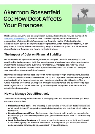 Akermon Rossenfeld Co. How Debt Affects Your Finances