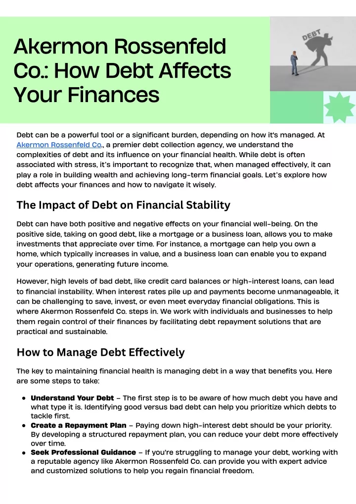 akermon rossenfeld co how debt affects your