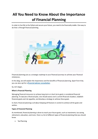 The Importance of Financial Planning: Everything you need to know
