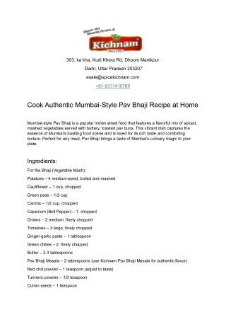 Cook Authentic Mumbai-Style Pav Bhaji Recipe at Home