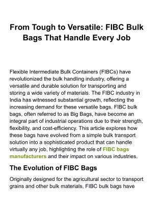 FIBC Bulk Bags: A Safe and Cost-Effective Solution for Hazardous Materials