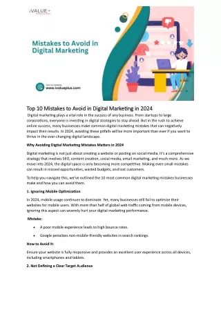 Top 10 Mistakes to Avoid in Digital Marketing in 2024