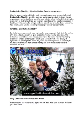 Synthetic Ice Rink Hire Bring the Skating Experience Anywhere