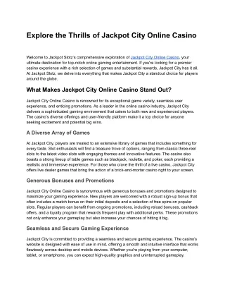 Jackpot City Online Casino: Your Ultimate Gaming Guide