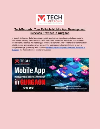 techmetronix your reliable mobile app development