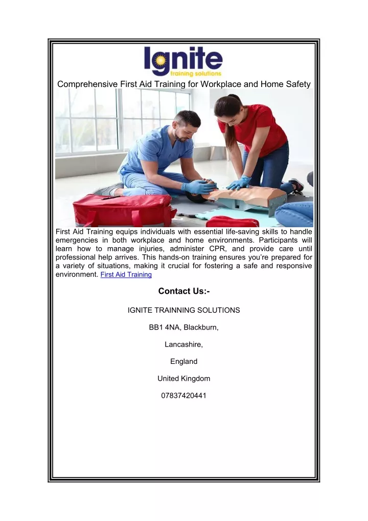 comprehensive first aid training for workplace