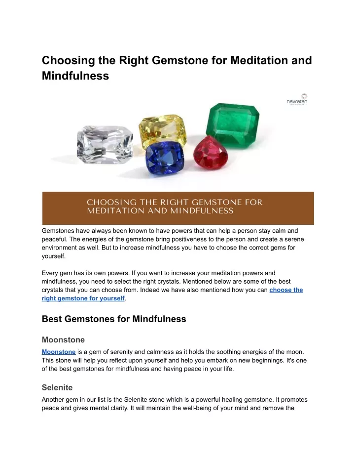 choosing the right gemstone for meditation