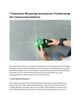 7 Innovative Measuring Instruments Transforming the Construction Industry