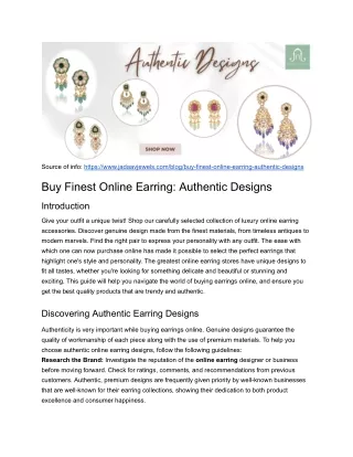 Buy Finest Online Earring: Authentic Designs