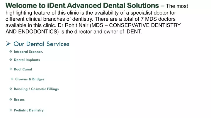 welcome to ident advanced dental solutions