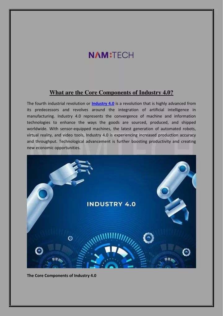 what are the core components of industry 4 0