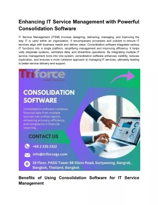 Enhancing IT Service Management with Powerful Consolidation Software