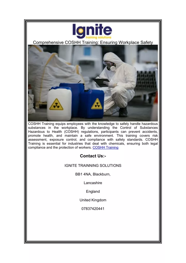 comprehensive coshh training ensuring workplace