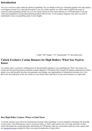 Unlock Exclusive Casino Bonuses for High Rollers
