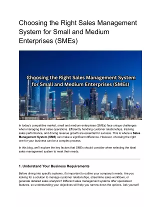 choosing the right sales management system