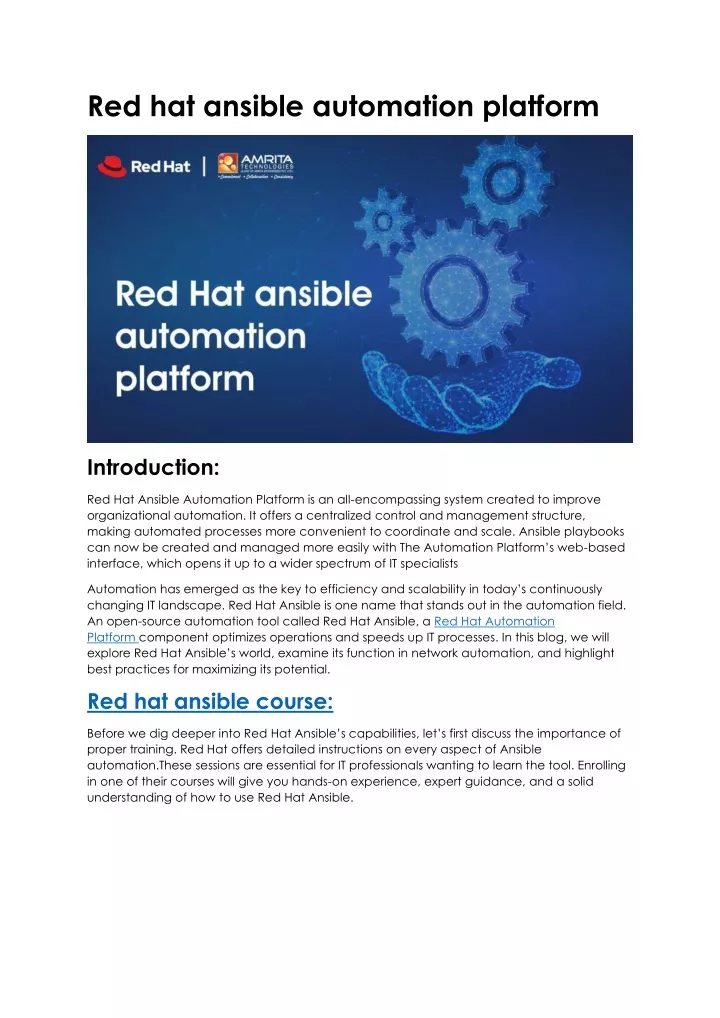 red hat ansible automation platform