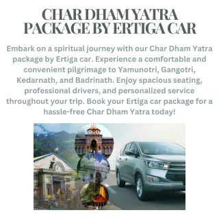 Char Dham Yatra Package by Ertiga Car – Comfortable & Hassle-Free Pilgrimage