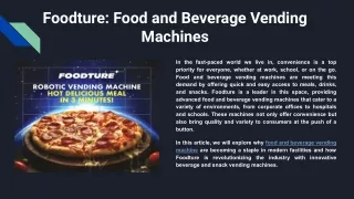 Food And Beverage Vending Machine | Foodture