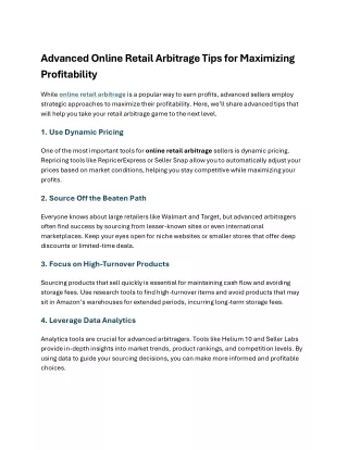 Advanced Online Retail Arbitrage Tips for Maximizing Profitability