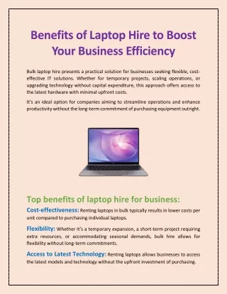 Benefits of Laptop Hire to Boost Your Business Efficiency