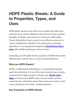 hdpe plastic sheets a guide to properties types