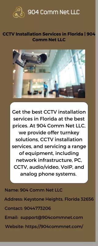 CCTV Installation Services in Florida  904 Comm Net LLC