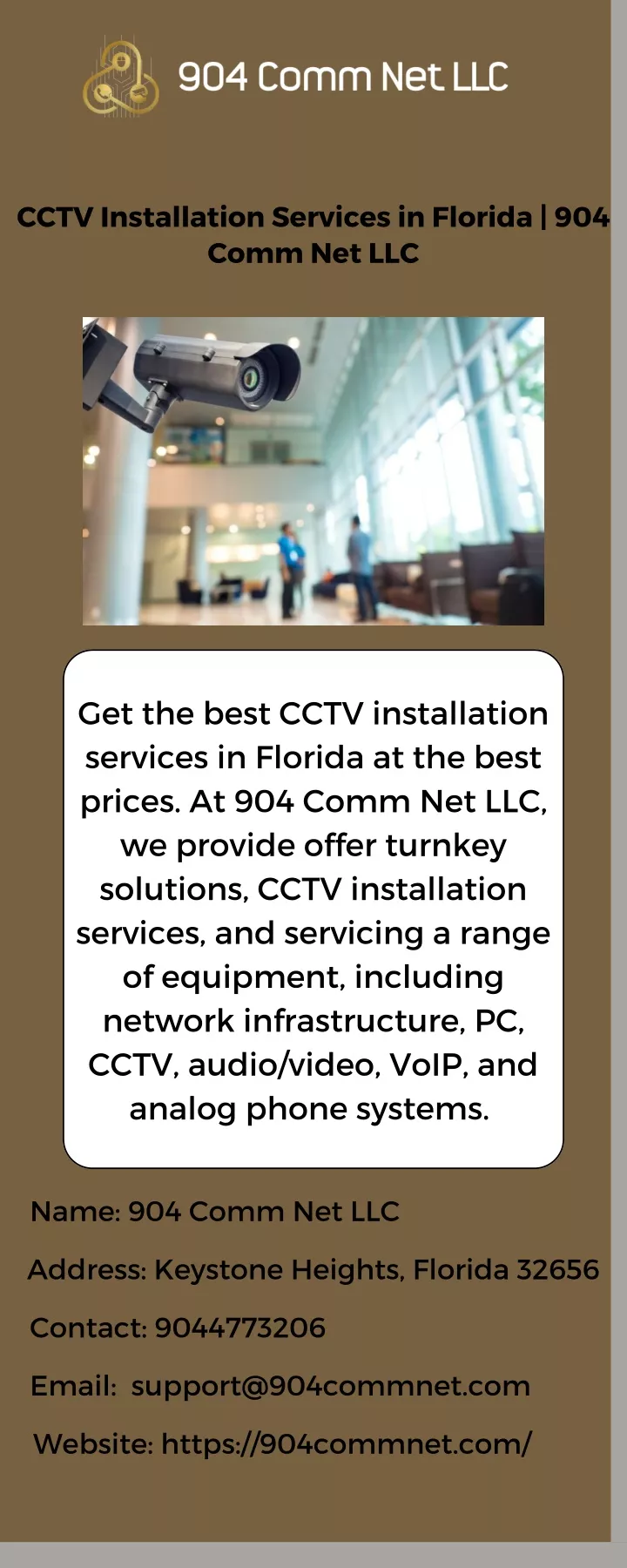 cctv installation services in florida 904 comm