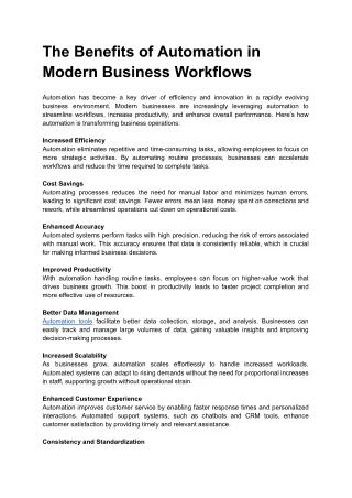 the benefits of automation in modern business