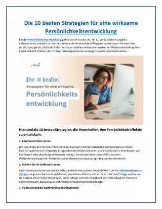 Die 10 besten Strategien für eine wirksame Persönlichkeitsentwicklung