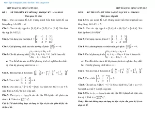 Tổng Hợp Đề Thi Đại Số Tuyến Tính Có Đáp Án File PDF Miễn Phí