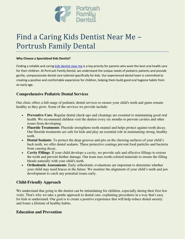 find a caring kids dentist near me portrush