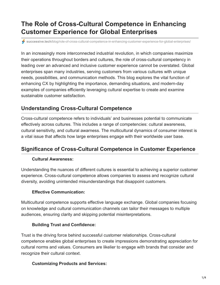 the role of cross cultural competence