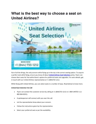 What is the best way to choose a seat on United Airlines