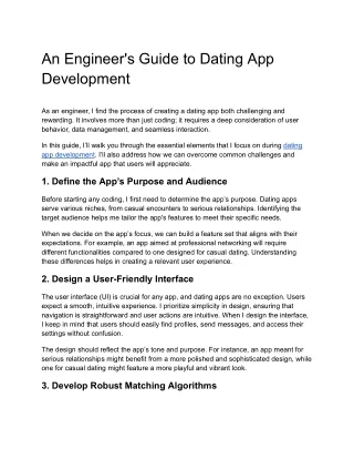 An Engineer's Guide to Dating App Development