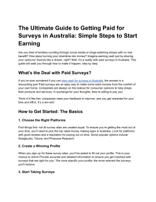 The Ultimate Guide to Getting Paid for Surveys in Australia_ Simple Steps to Start Earning